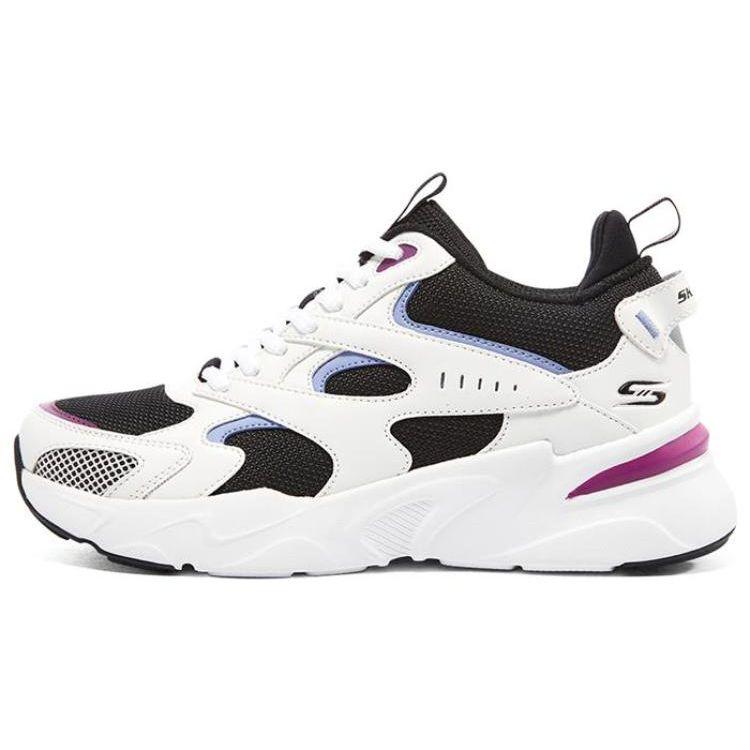 Skechers Women's White/Purple Bobs Bamina Synthetic Leather Comfortable Versatile Lightweight Rebound Low-Top Casual Shoes Sneakers 117361-Wbpr Cm
