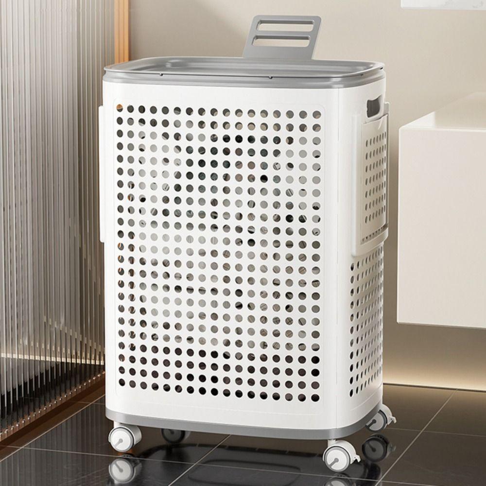 Wäschekorb in großer Größe, leise Räder, Wäschebehälter, Korb für Schmutzwäsche, Wohnen in einer Wohnung