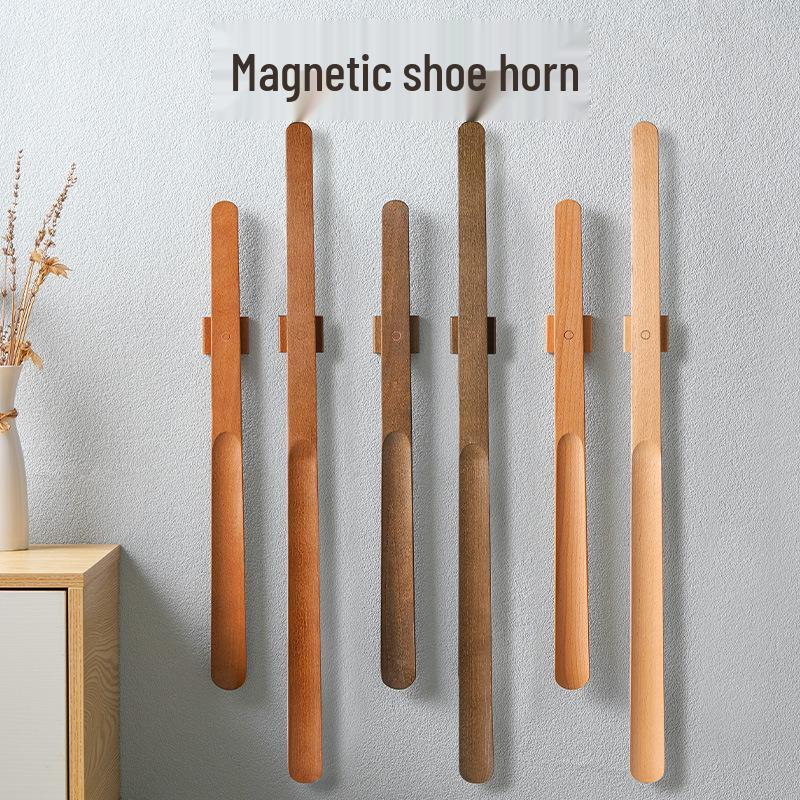 Black Walnut Magnetic Shoehorn: Long Handle Shoe Puller for Pregnant Women, Elderly, and Easy Wear, Premium Solid Wood.