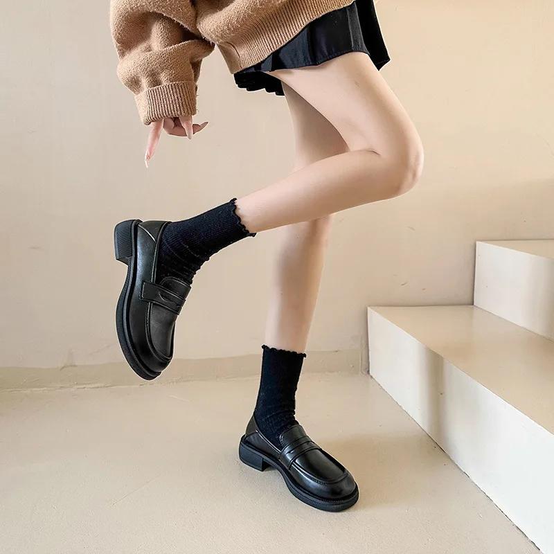 Mode Lucyever Damen Slipper 2024 Frühling Britischer Stil Slipper Plateau Mary Jane Schuhe Frau Japanische Jk Uniform Lolita Schuhe Damen