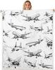 Airplane Pattern Blanket Soft Fleece Throw Kids Room Decor Aviation Theme Baby Gift Home Decoration