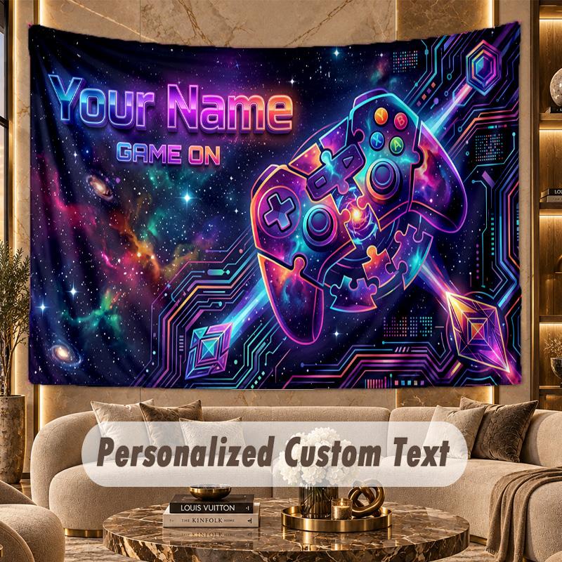 Space Cosmic (40) Theme Personalized Tapestry Custom Name Text Wall Hanging Tapestry Home Background Decoration