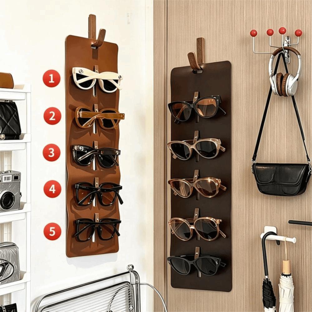 Wall Mounted Sunglasses Storage Bag 5 Slot Hanging Eyewear Holder Eyeglasses Display Rack  Bathroom