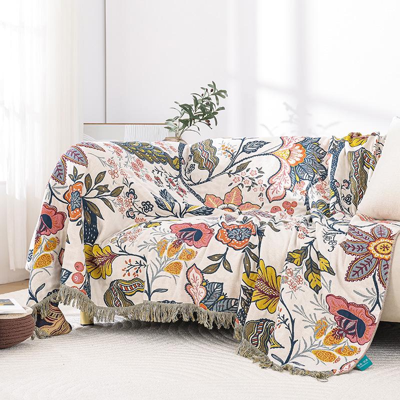 All-Season Pure Cotton Gauze Tassel Blanket for Couples