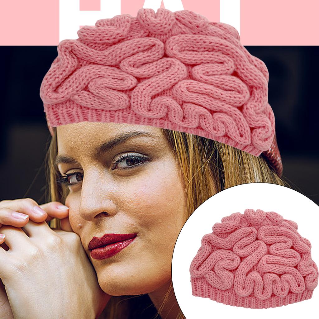 Lovely Cerebrum Beanie Cap Windproof Skull Hat Female Thick Warm Hat Outdoor Cap Cold Weather Beanies for Adult