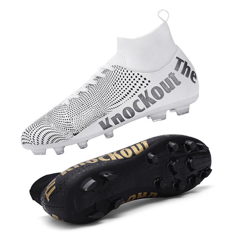 503 Football Shoes Children Boys Girls Teenagers With A High Top Fly Weave Leather Surface HG Long Nails FG Broken TF Flat Bottom Training