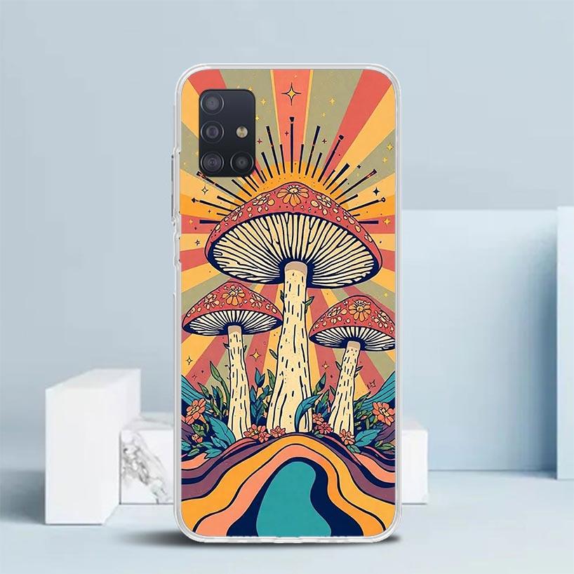 Boho Hippy Mushroom Sunrise Soft Cover for Samsung Galaxy A12 A22 A32 A52 A72 A02S Phone Case Note 20 Ultra 10 S10 Plus A51 A71