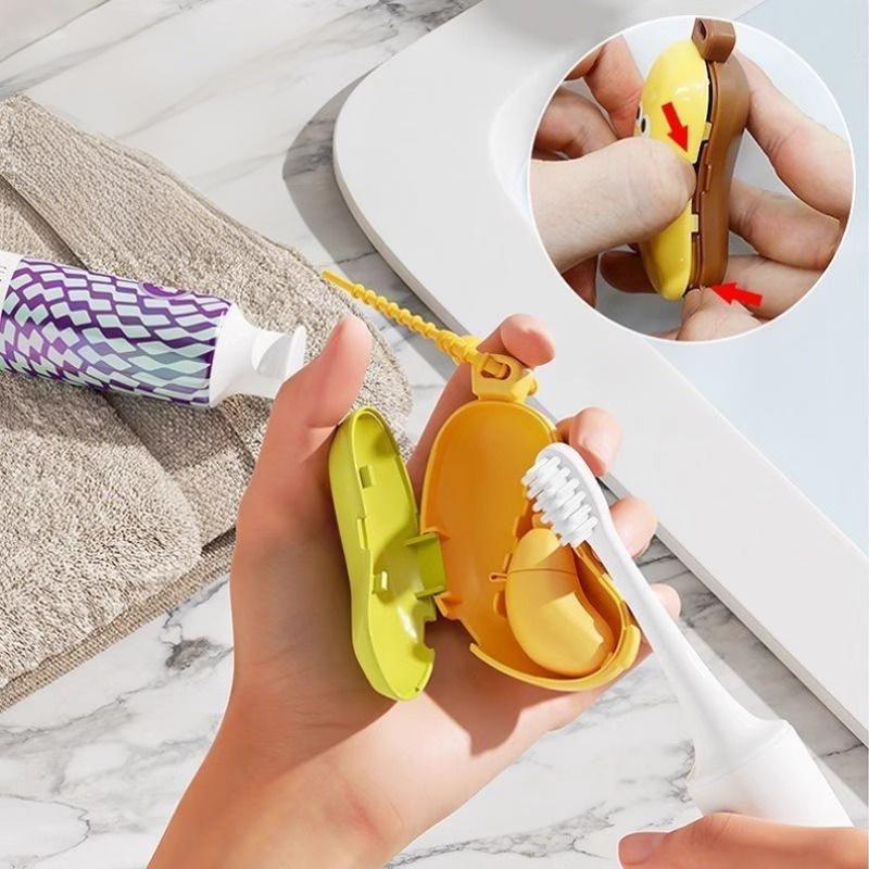 Plastic Toothbrush Head Protective Cover Portable Banana Shape Toothbrush Dust Cap Cover 2In1 Brush Protect Toothbrush Case Cap