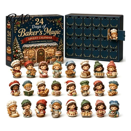 Acrylic Miniature Props 2026 Career Advent Calendar, 24-Day Countdown Box with Mini Occupation Calendar Figures, Community Helper Ornament Set,