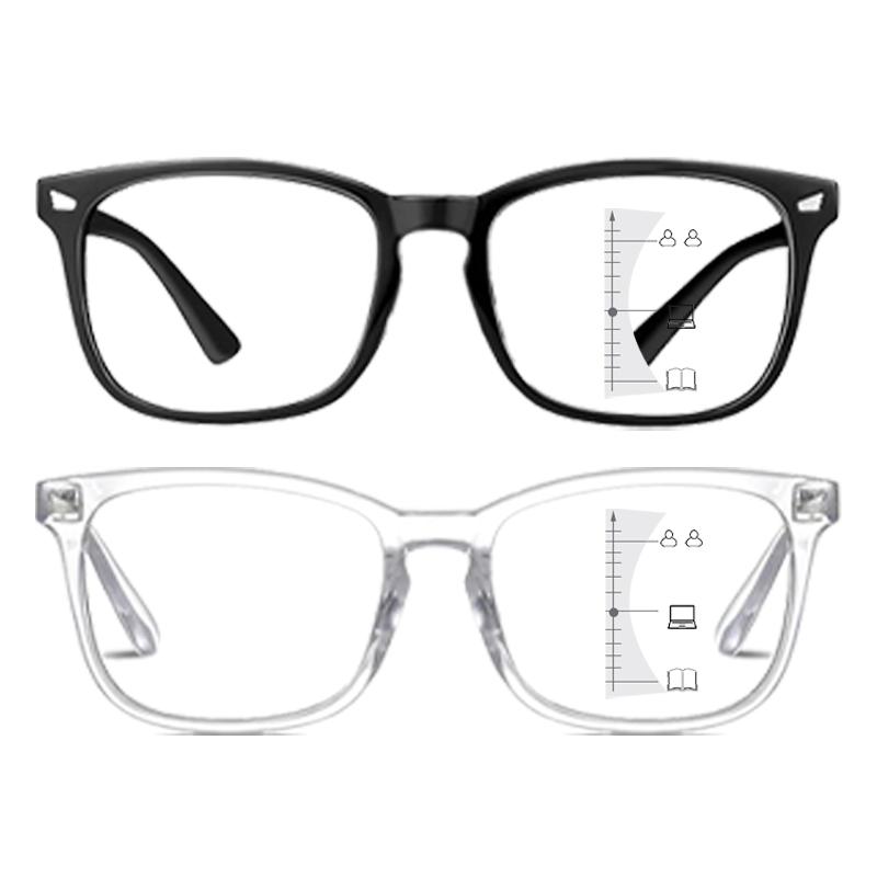 2PCS Multifocal Progressive Reading Glasses for Men & Women Blue Light Blocking Bifocal Presbyopia Glasses (+1.0 to +3.0)