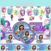 Gabby Dollhouse Theme Party Supplies For Adult Children Birthday With Balloon Decoration And Cups