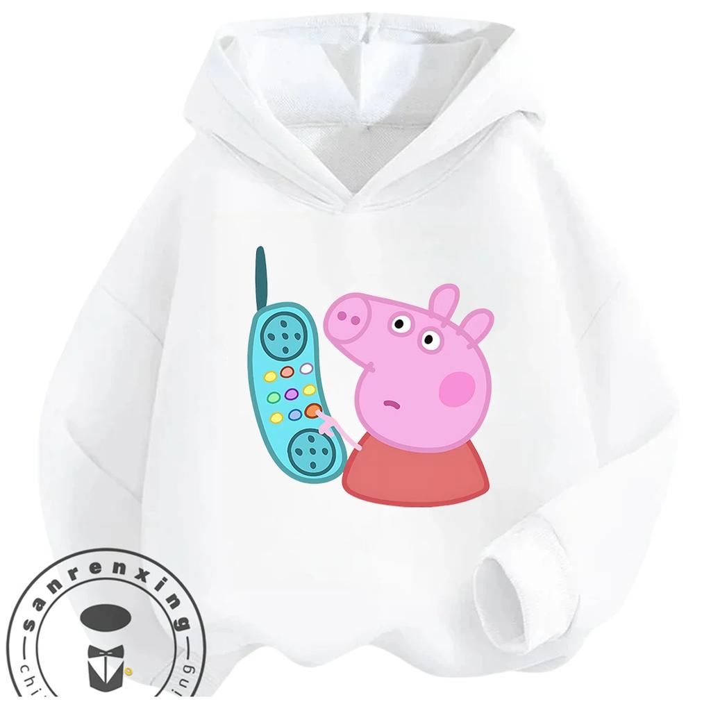 Autumn Winter Casual Youth Hoodie Cute Kawaii Cartoon Graphic Hooded Kids Tops Peppa Pig Boys Girls 3 14