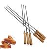 6Pcs 42cm Stainless Steel Barbecue Skewers Wide Flat BBQ Sticks & Forks Ideal for Outdoor Camping/Picnic Practical BBQ Utensils