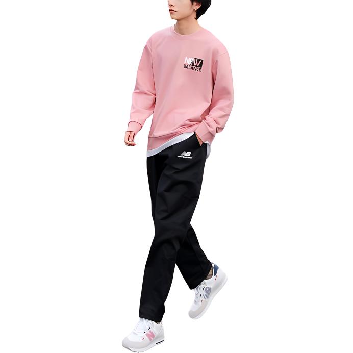 New Balance Sweatshirts Men's Pink Crew Neck Moderate Regular AMT11314-CYK