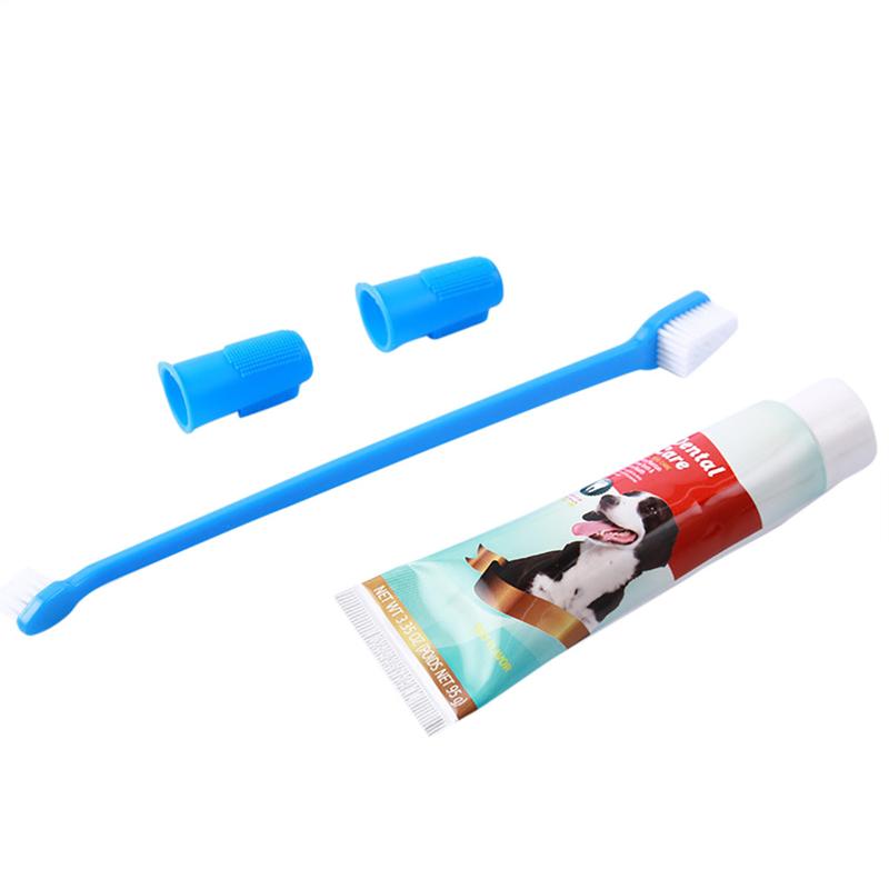 1 Set Hundezahnreinigungsset Enthält Zahnpasta & Weiche Lange Zahnbürste & Fingerzahnbürste Geeignet für Hunde aller Größen Sichere Haustierbedarf