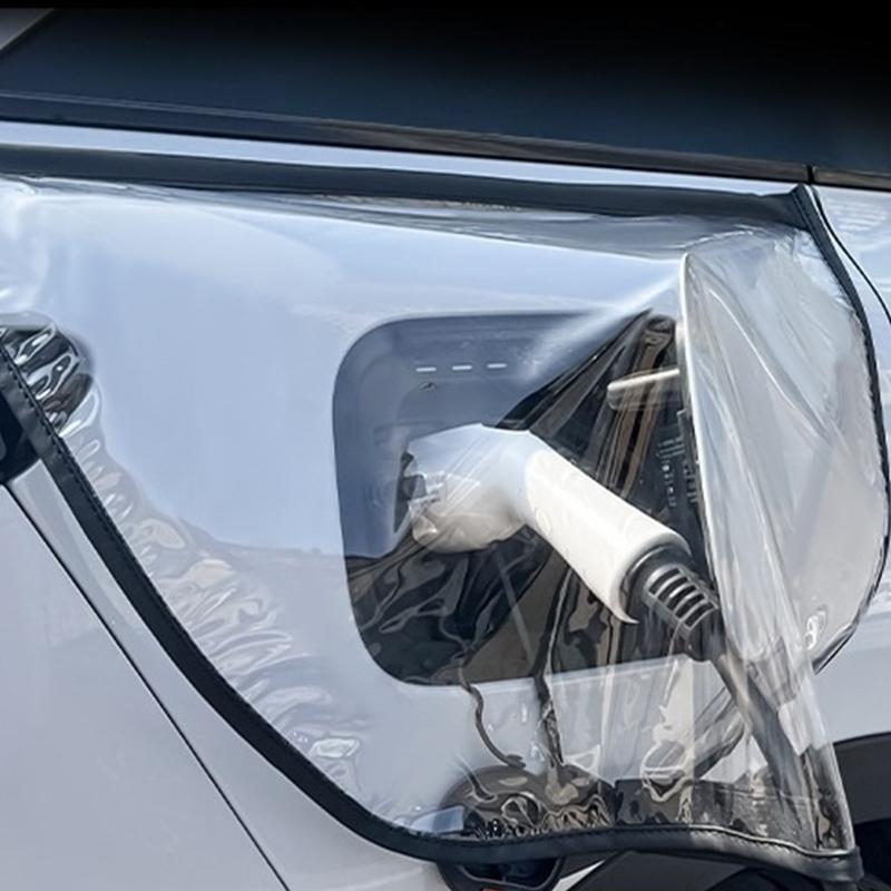 Kryt nabíjecího portu auta proti dešti, Kryt zástrčky nabíječky EV Magnetický průhledný kryt pro elektrické vozidlo Voděodolný venkovní nabíjení