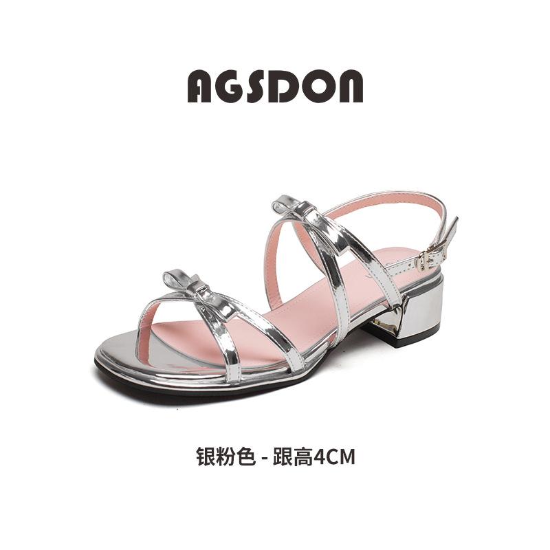 Augustine Thick-heeled Sandals Women's Outer Wear 2025 New Summer French with Skirt Fairy Style Bow Single Shoes