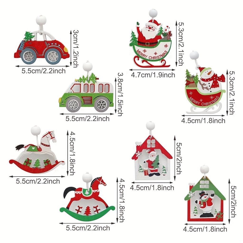 Set Wooden Christmas Snowman Soldier Wooden Crafts Creative Christmas Tree Pendant Laser Cutting Wooden Box Packaging