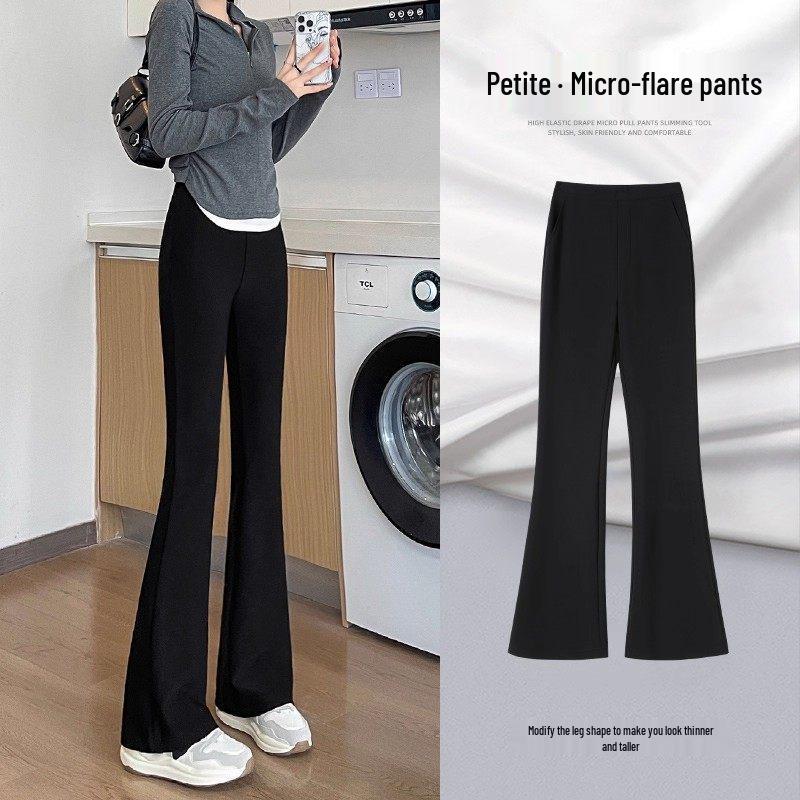 

Women s Plus Velvet Micro-Flare Pants, Petite, Black, High-Waisted, Slimming, Winter 2025 Collection, Hot Style. M
