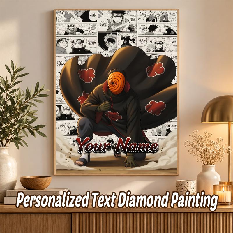 Obito Uchiha Custom Name Diamond Painting Personalized 5D Full Drill DIY Diamond Art Home Decor