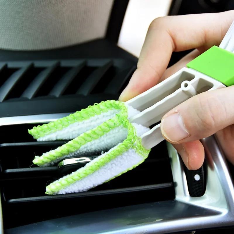 Car Interior Detailing Cleaning Brush Air Conditioning Air Outlet Dust Removal Brushes Multifunctional Double-head Soft Brush