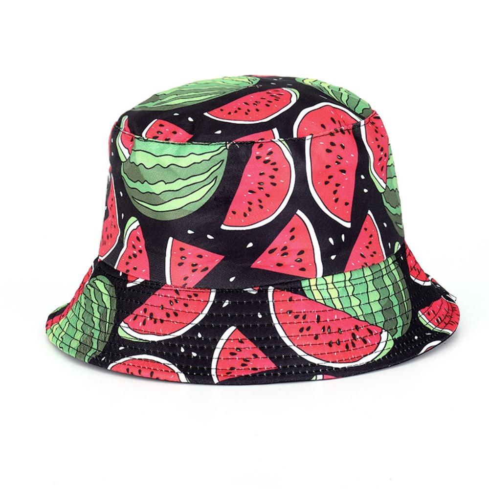 Fruit Pattern Fisherman Hat Double-Sided Panama Hat Leisure Style Beach Hat for Men Women