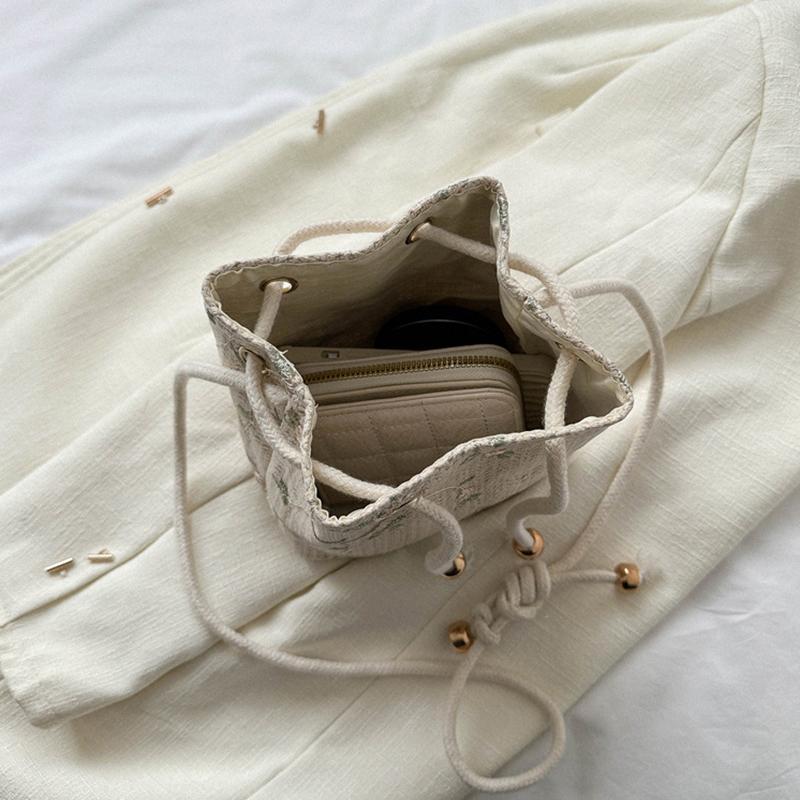 Drawstring Shoulder Bags Casual Summer Beach Woven Straw Small Handbag Large Capacity Crossbody Bags