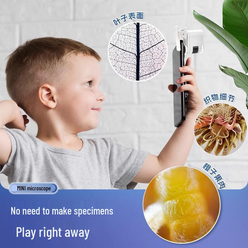 Bärbar Barnmikroskop med Telefonanslutning för Vetenskapsutbildning & Utomhusutforskning