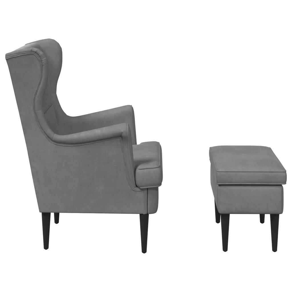 Armchair with Footstool 2 pcs Dark Grey Velvet