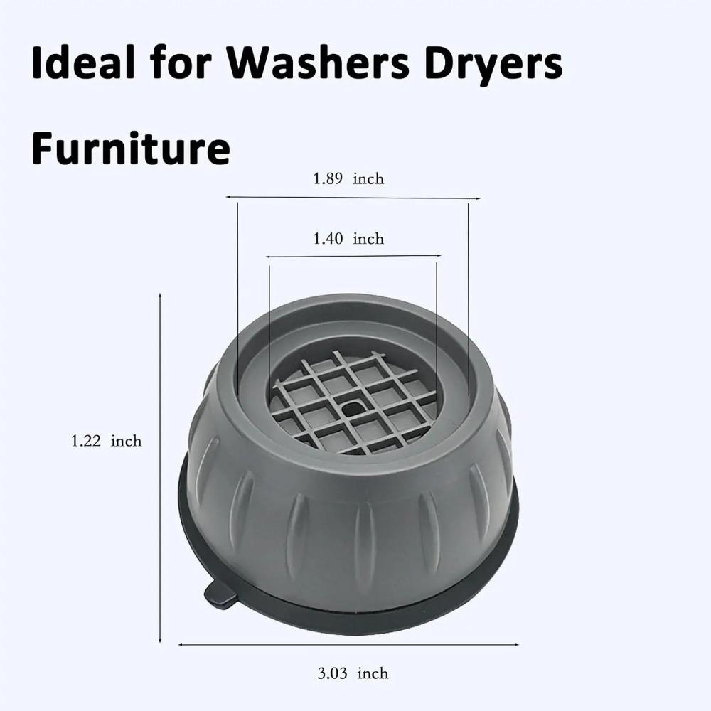 4Pcs Washer Vibration Dampening Pads Anti Slip Shock Absorber Feet Reduce Noise & Walking Stabilizer for Washing Machine Dryer