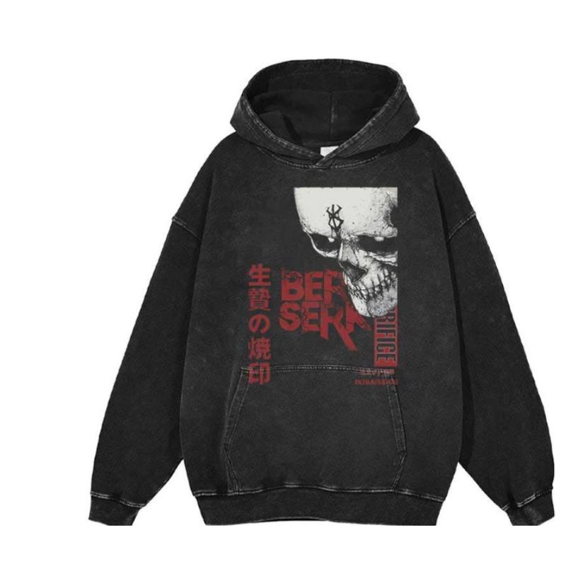 440G Heavy Washed Retro Animation Street Retro Cotton Sweater, Street Tide Hooded Sweater