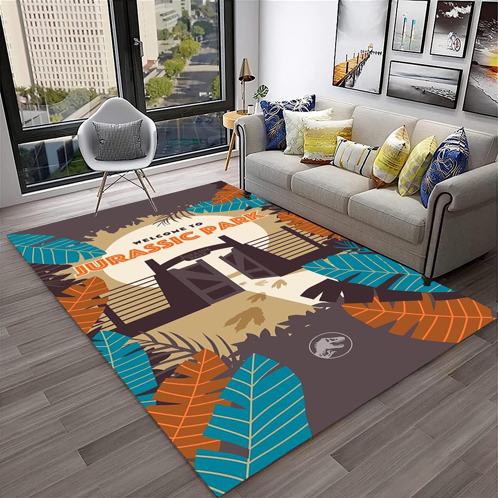 Jurassic Park Dinosaur Cartoon Child Carpet Rug for Home Living Room Bedroom Sofa Doormat Decor,Play Area Rug Non-slip Floor Mat