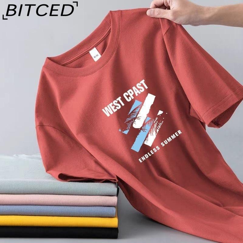 BITCED Cotton Short Sleeve T-shirt Men's Fashion Loose Half Sleeve Shirt Printed Compassionate Shirt