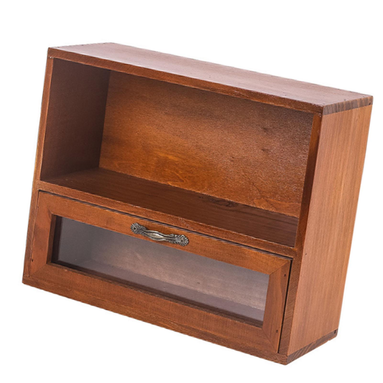 Boîte de rangement en bois pour bureau, Bureau rétro avec armoire ouverte et tiroir, pour coiffeuse de chambre