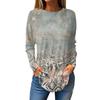 Women's Fashion Pullover Round Neck Long Sleeve Printed Top