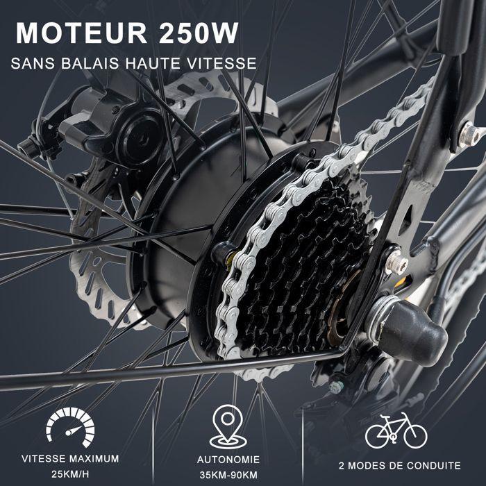 Elektrische fiets E-bike - HITWAY - Zwart - 28"- Afneembare Batterij 36V 12Ah - Shimano 7 Versnellingen - Elektrische Mountainbike + HITWAY Achtermand
