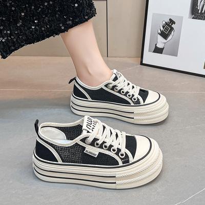 Canvas Schoenen Dames Lente Nieuwe Board Schoenen Dikke zool Muffin Witte Schoenen Casual Veelzijdig Zachtzool Enkele Schoenen