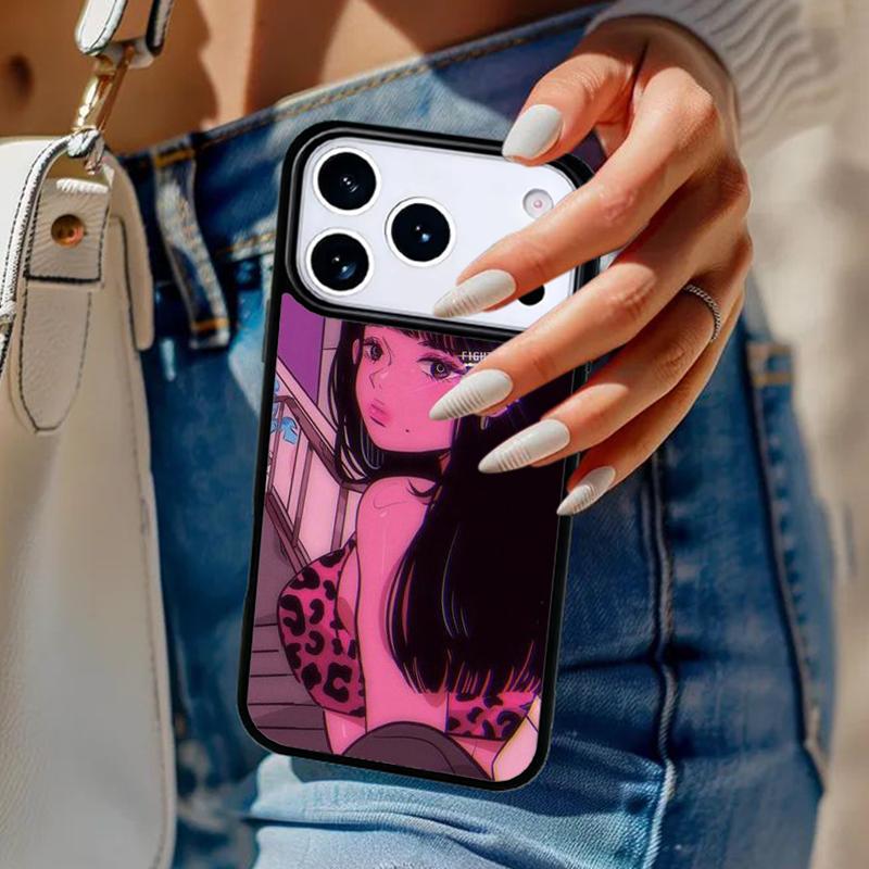 Cartoon Girl illustration Phone Case For iPhone 17 Air 14 15 13 12 Max Cover For Apple 14 15 16 16e 11 Pro Max Plus Coque
