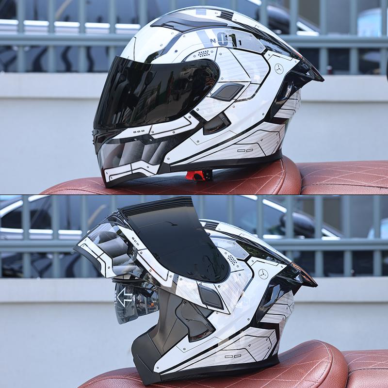 DOT Certified Modular Motorcycle Helmet Double Visor Design Men Women All Season High Strength ABS Comfortable Riding Helmet