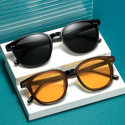 Retro Yellow Sunglasses, Women'S Glasses, Men'S Street Photography, Thin Sunglasses Tide