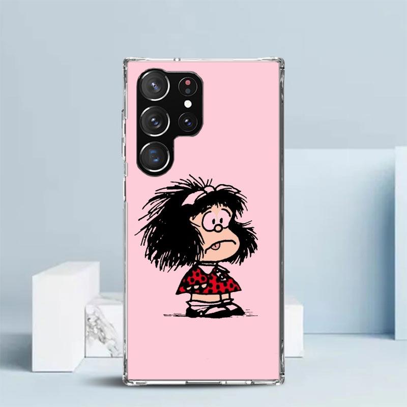 Cartoon Cute Mafalda Phone Case For Samsung Galaxy S24 S25 Edge S26 Ultra S22 S23 Plus S21 + S20 FE Soft TPU Back Cover Galaxy S