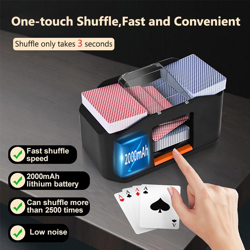 Automatic Card Shuffler 2000mAh Rechargeable Quiet Electric Poker Card Dealer Machine Card Dealing Device for Travel Home Party