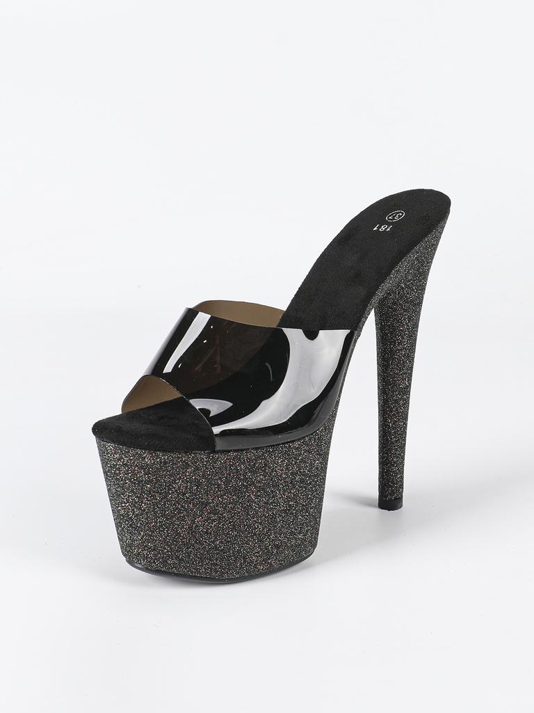 181-Q39 2024 Autumn New Women's Roman Fish Mouth High Heels - Waterproof, Outer Heel, Sexy Nightclub Shoes