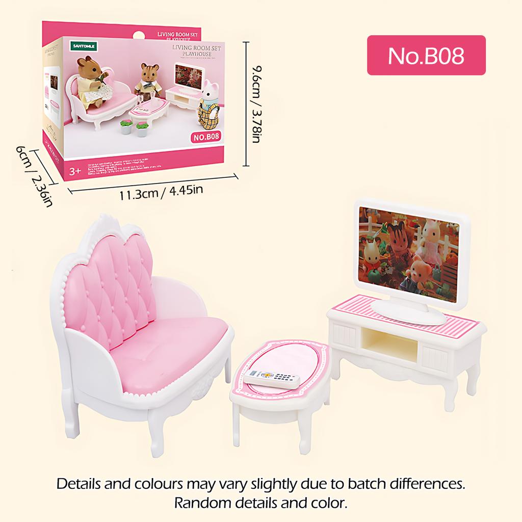 Non-Toxic 1:12 Forest Family Dollhouse Furniture Montessori Miniature Doll House Kitchen Bedroom Bathroom Accessories For Children Gifts