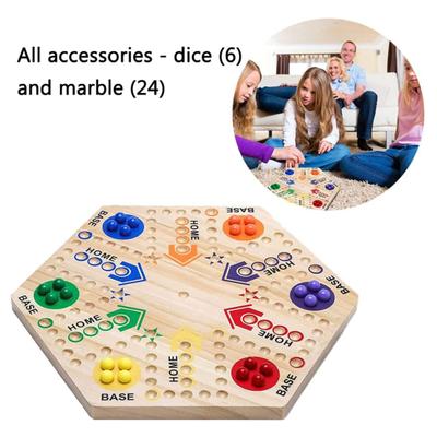 Double-sided Flying Chess Game with Marble Dice 4-6 Players Interactive Flying Chess Wooden Board Game Kids Adults Educational Toy