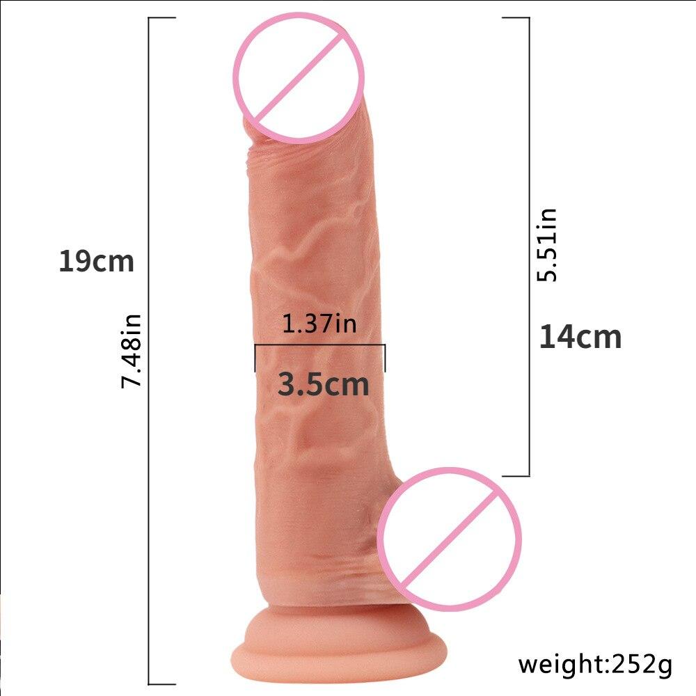 19cm Adult Products Liquid Silicone Dildo Strap On Anal Plug Women Sex Toys Realistic Penis Chastity Fisting BDSM Masturbator