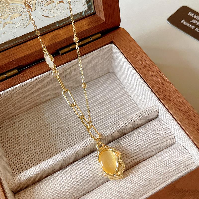 

Элегантное ретро ожерелье на ключицу из неправильного тигрового глаза - Легкая роскошь и мода