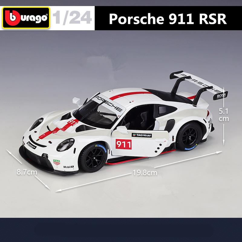 AKEZM1 Bburago 1:24 Porsche 911 RSR Alloy Racing Car Model Diecast Metal Toy Sports Car Model High Simulation Collection Childrens Gift