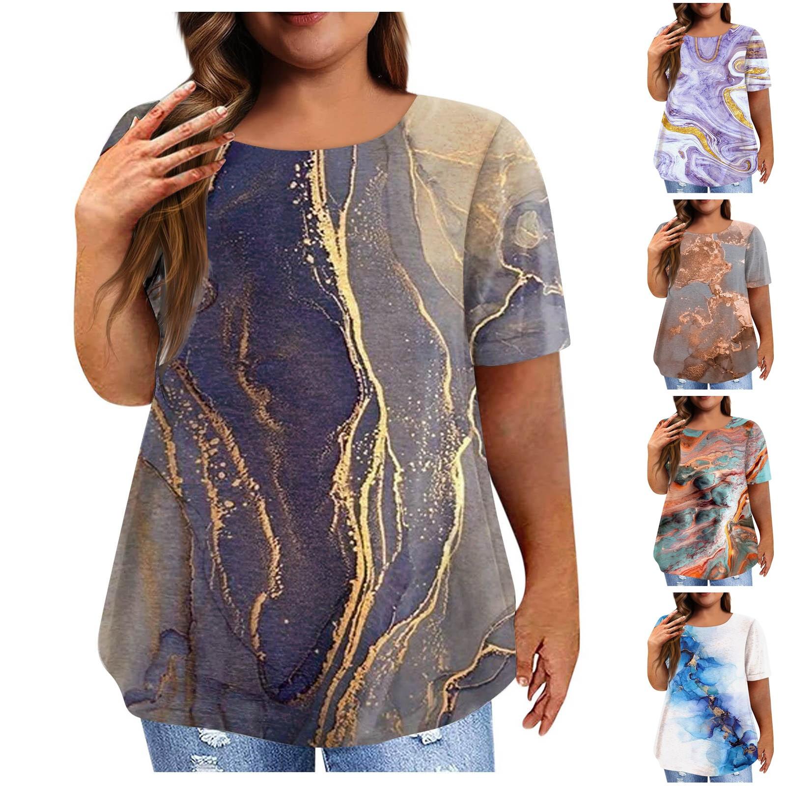 

Женская рубашка с коротким рукавом, круглый вырез, футболка больших размеров, повседневные топы с принтом