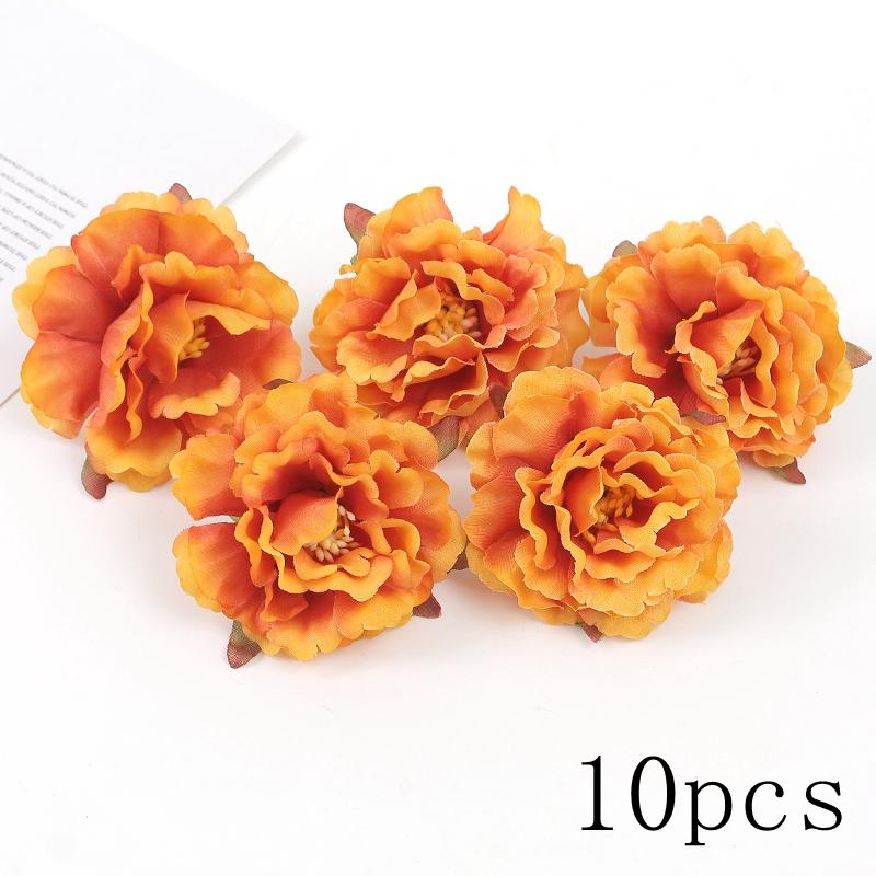 Orange Artificial Flowers Heads Silk Fake Flowers for Home Decor Party Marriage Wedding Decoration DIY Wreath Gifts Accessories